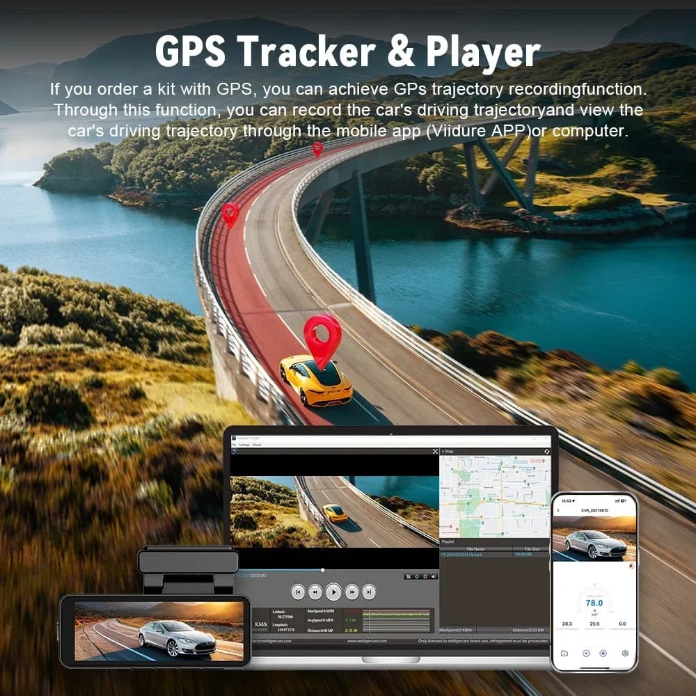 4K+1080P Dual Dash Cam WiFi GPS Front and Rear - Image 6