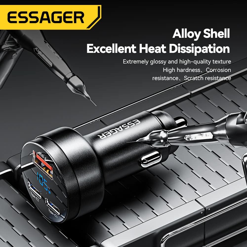 Essager 105W Digital Display Fast Car Charger - Image 5